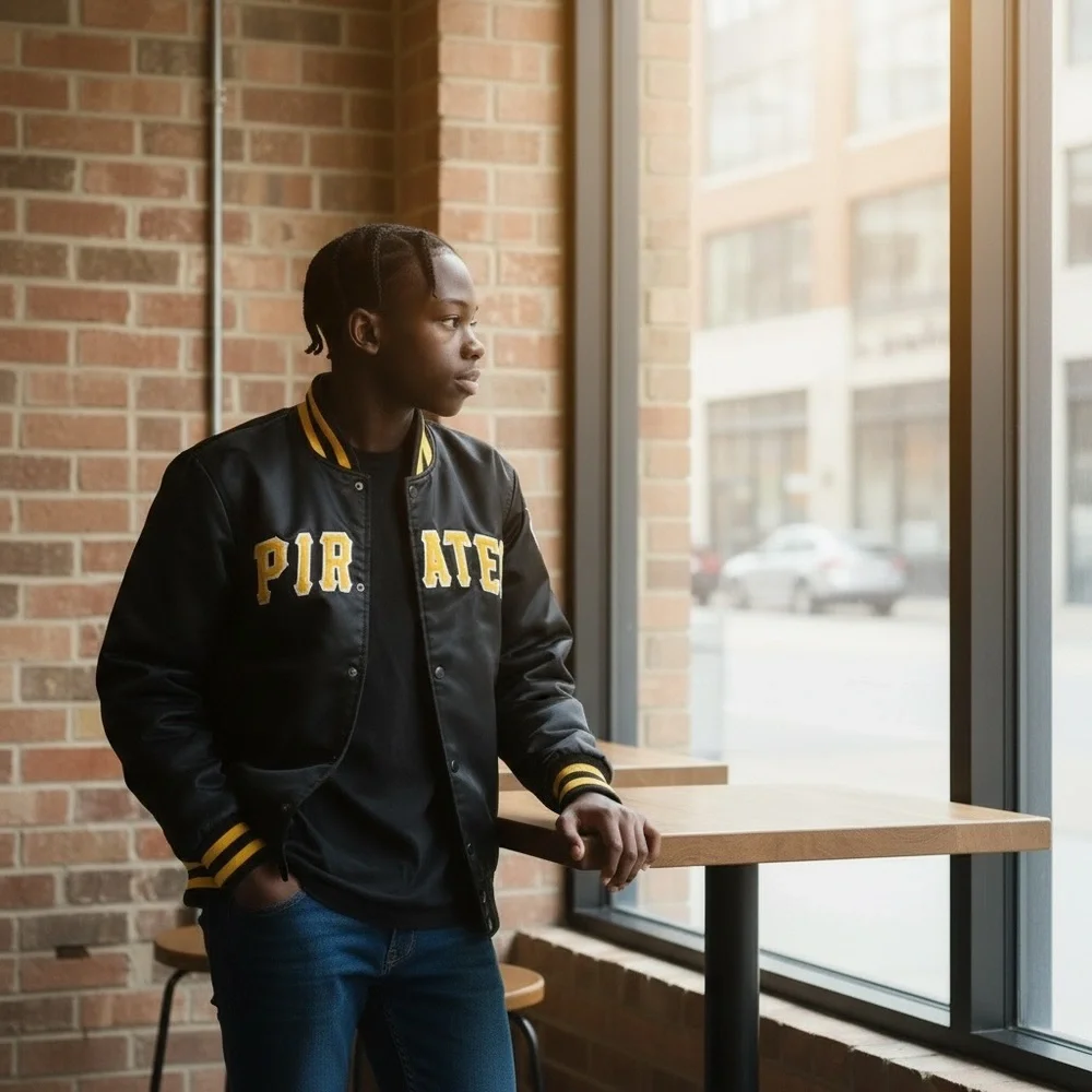 Vtg Pittsburgh Pirates Authentic Diamond Satin Black and Yellow Varsity Jacket - Picture 7 of 17